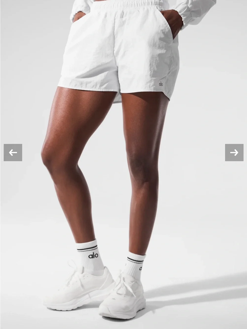 ALO Yoga Alumni Short White Athletic Shorts